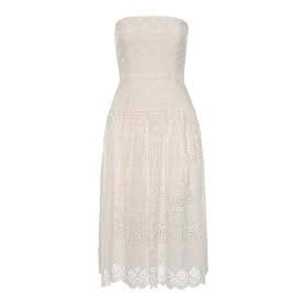 St. Roche NWT Bendict Eyelet Embr Midi Spaghetti Strap Dress Vanilla S8 MSRP$475